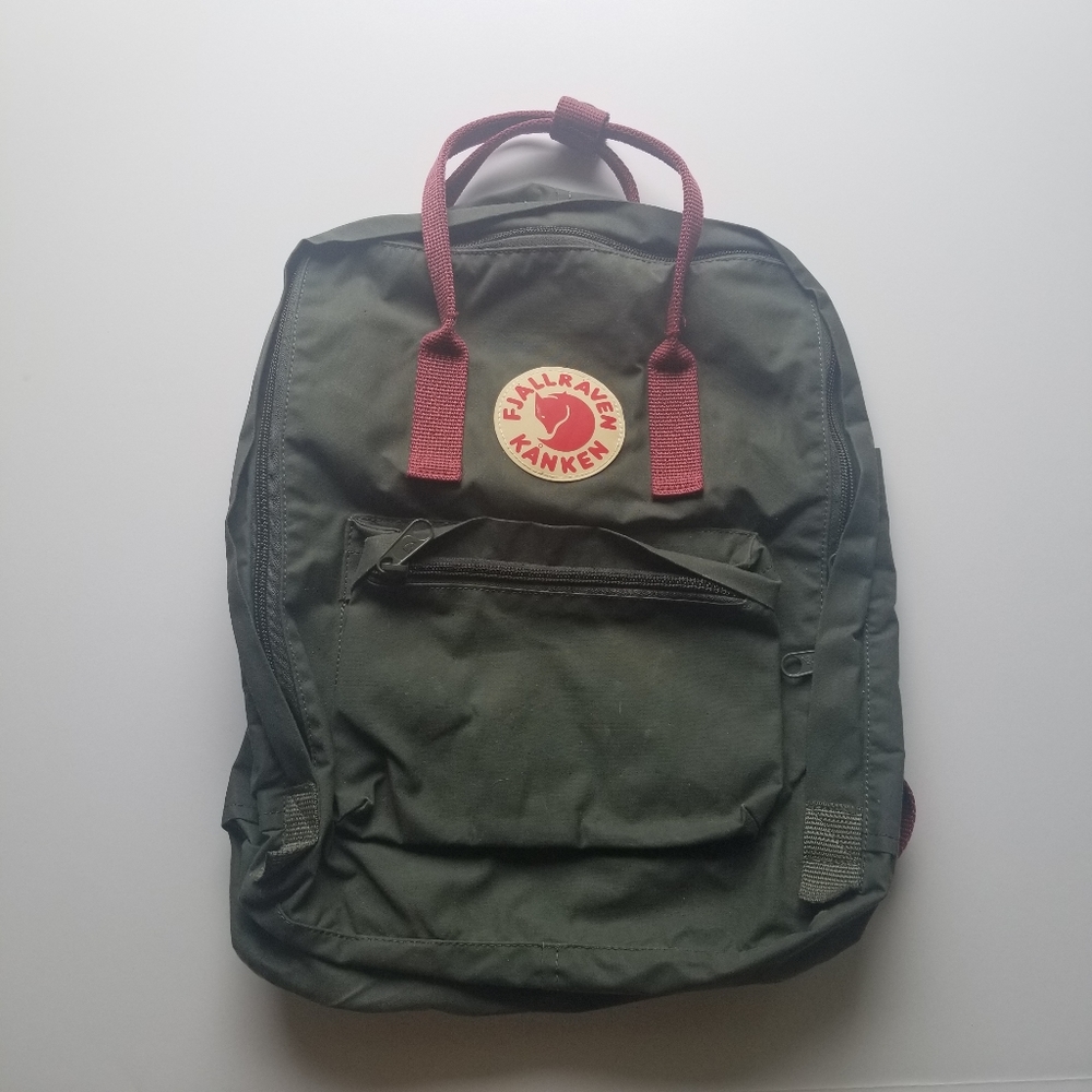 Fjallraven Kanken Olive and Maroon Backpack